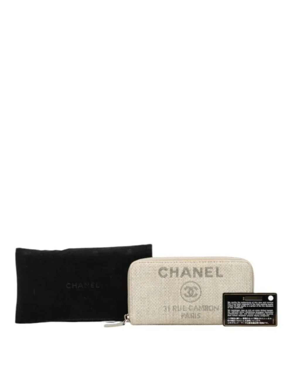Chanel Deauville Line Zip Around Wallet Gray Tweed